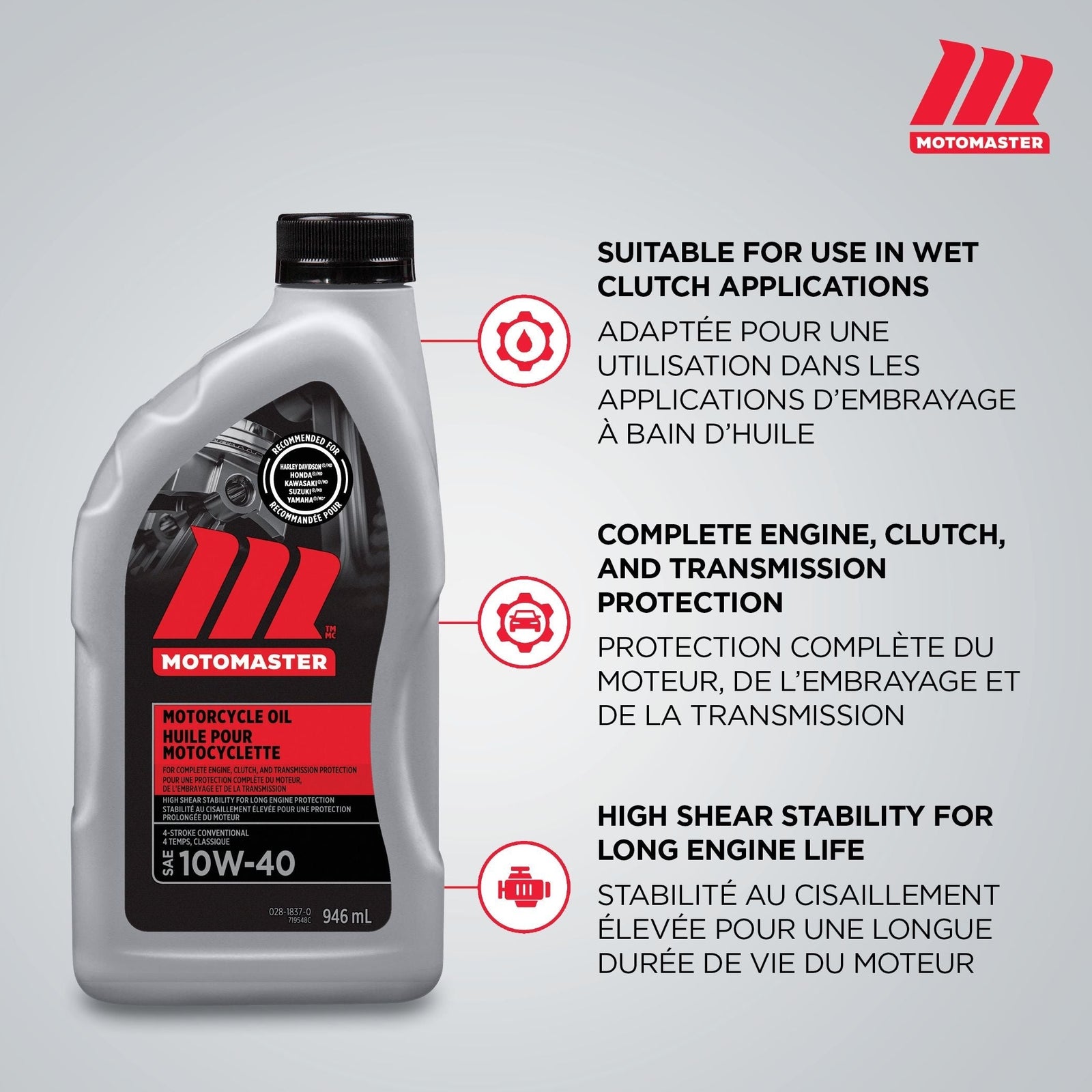 10W40 4-Stroke Motorcycle Oil, 946-mL F4F3 - product image 4