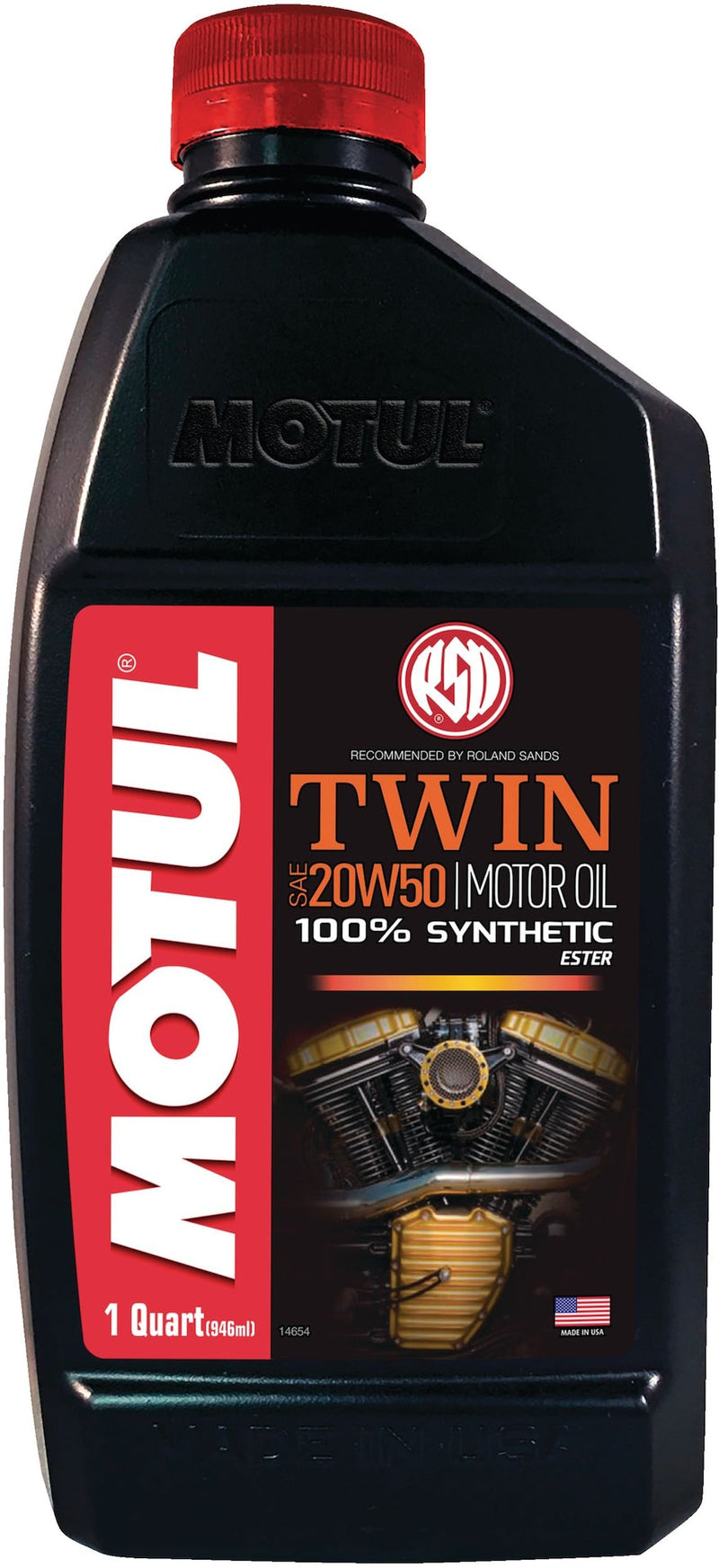 Twin Synthetic Motorcycle Motor Oil 20W50, 946-mL W9A7