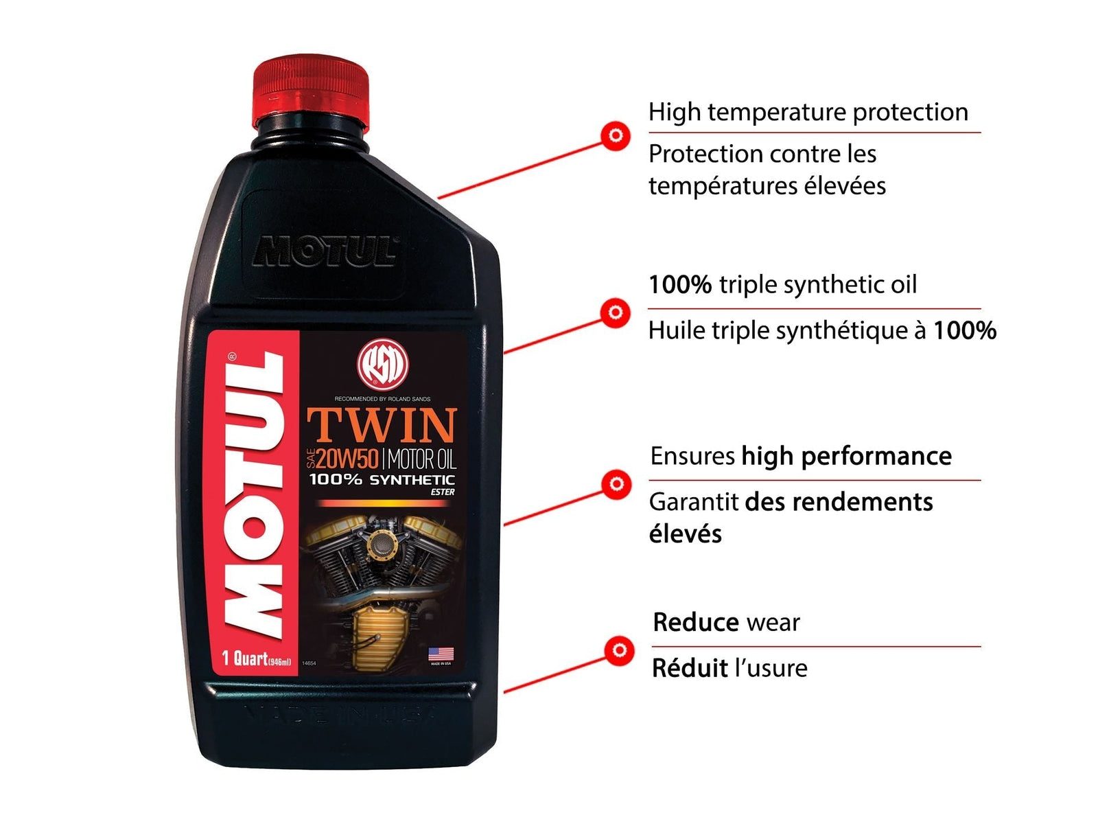 Twin Synthetic Motorcycle Motor Oil 20W50, 946-mL T0J7 - product image 2