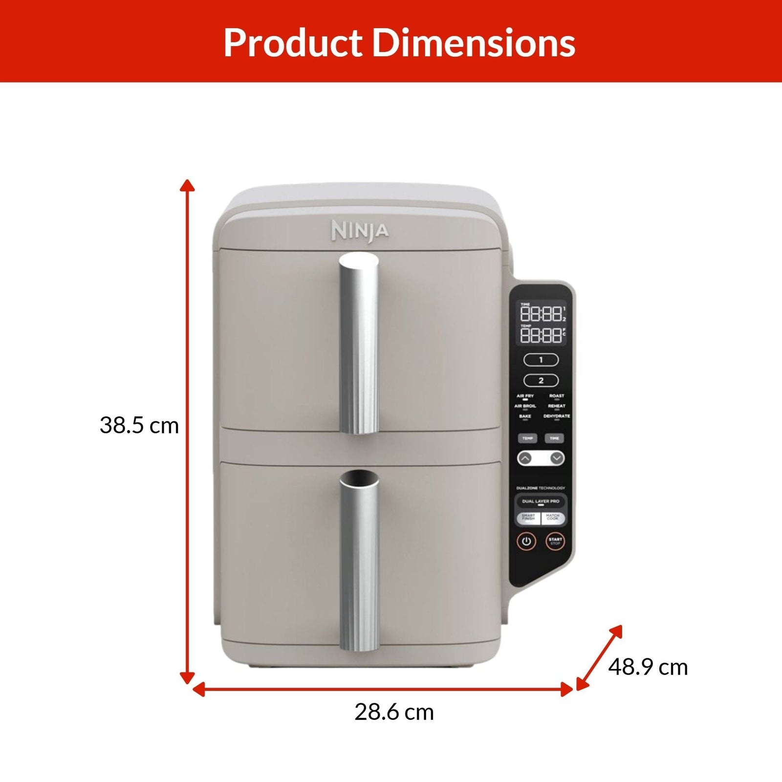 Dual Stacked Space-Saving Air Fryer, Sandstone L0G0 - product image 2