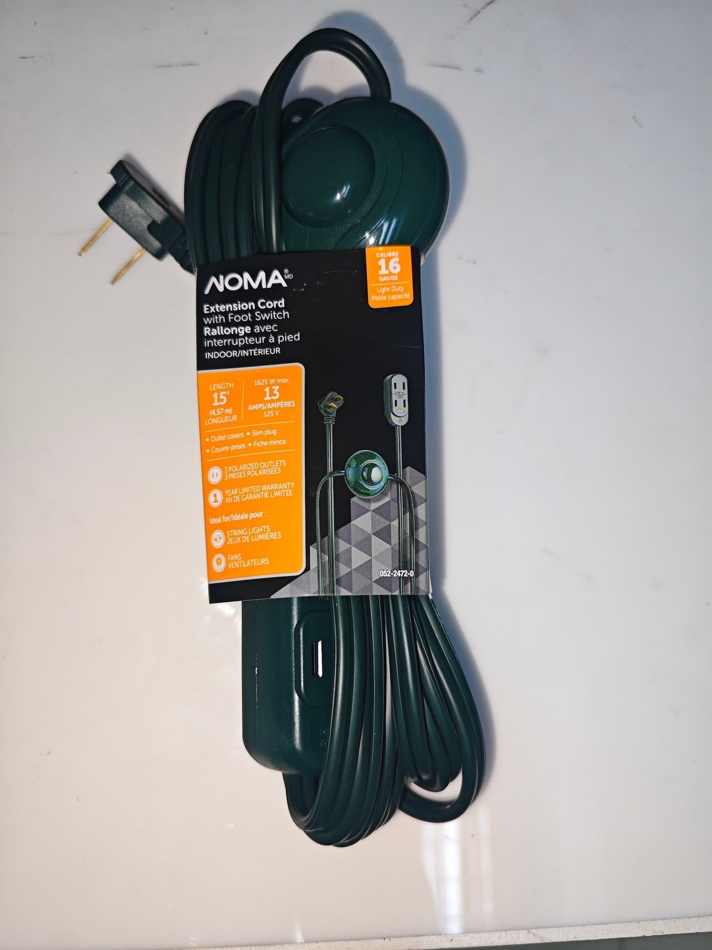 14-ft 7-in 16/2 Indoor Extension Cord, ON/OFF Foot Switch, Green W4P8 - product image 1