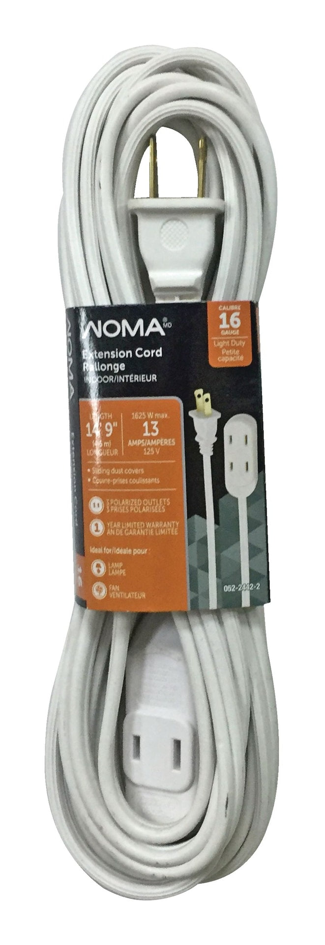 14-ft 9-in 16/2 Indoor Extension Cord, Light-Duty, 3 Outlets, White G7G9
