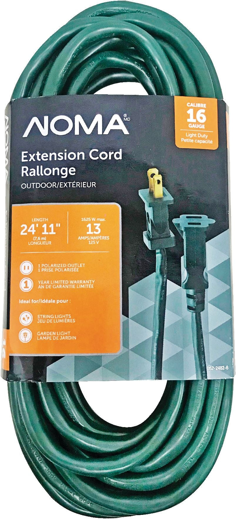 24-ft 11-in 16/2 Outdoor Extension Cord with 1 Outlet, Green Z1I1 - product image 1