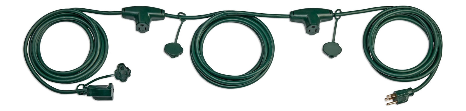 25-ft Outdoor Extension Cord, 3 Outlets, Safety Cover, Green O7X9 - product image 1
