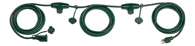 25-ft Outdoor Extension Cord, 3 Outlets, Safety Cover, Green O7X9