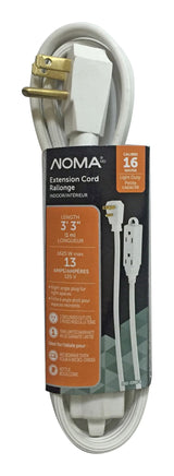 3-ft 3-in 16/3 Indoor Extension Cord with Right Angle Plug, 3 Grounded Outlets, White Q4X2 - product image 1
