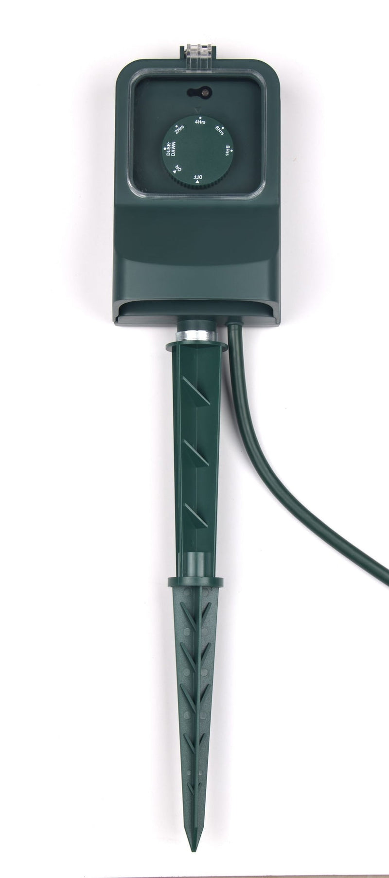 3-Outlet Outdoor Power Stake with 6-ft Cord and Timer, Green D6E6