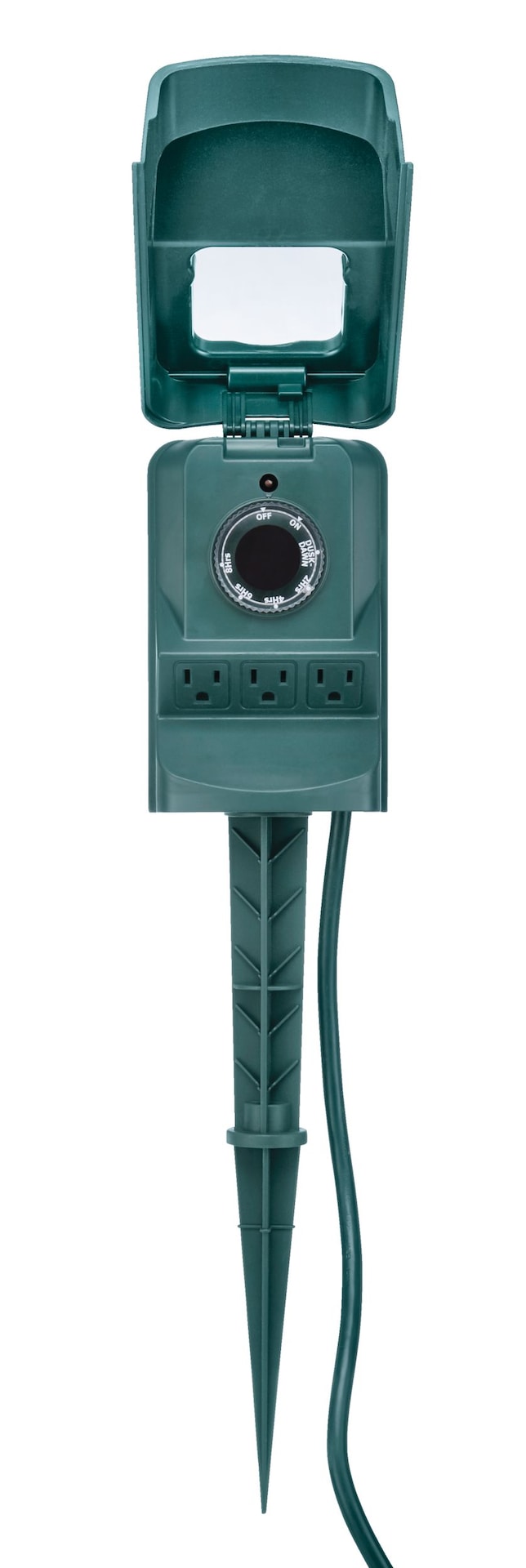 3-Outlet Outdoor Power Stake with 6-ft Cord and Timer, Green D6E6 - product image 2