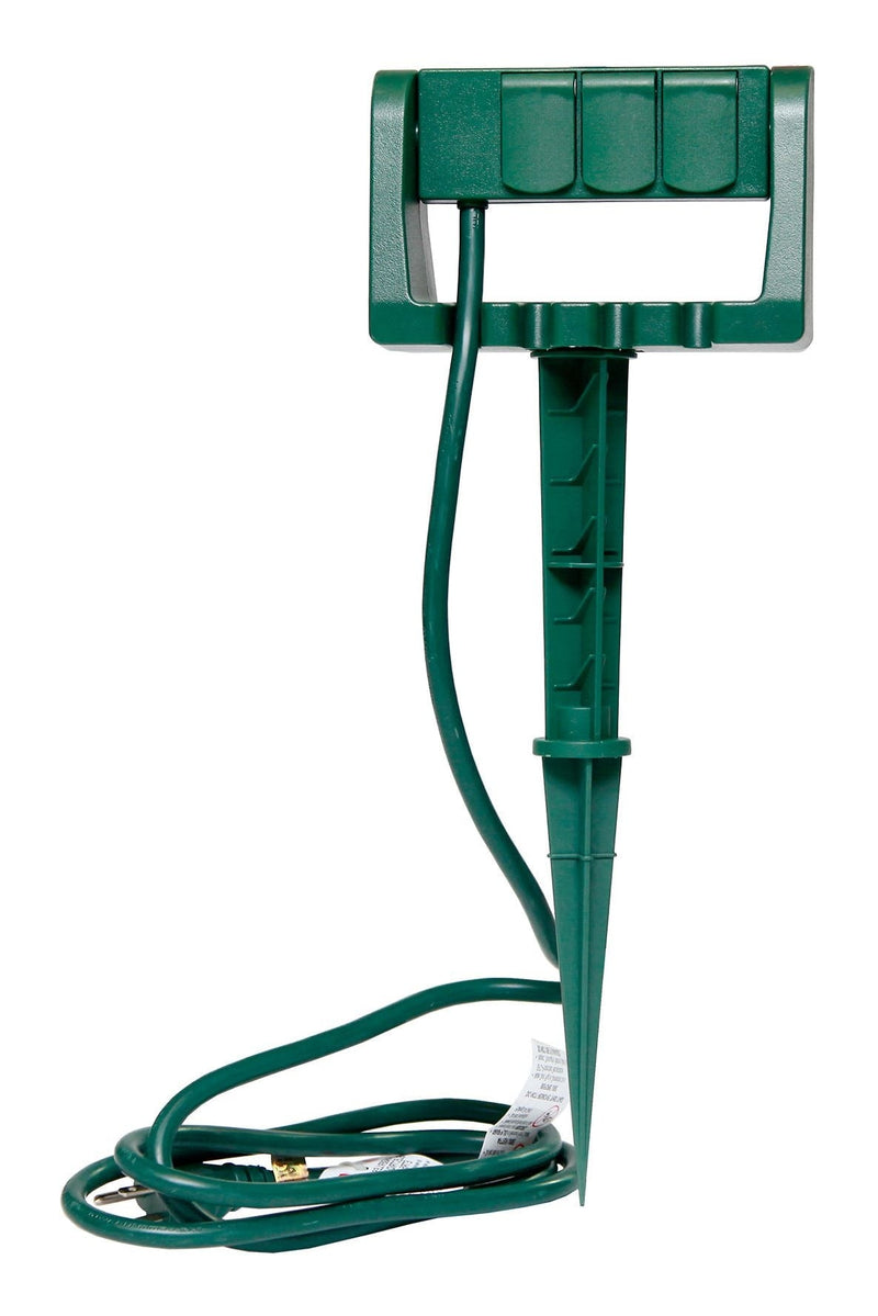 3-Outlet Outdoor Power Stake with 6-ft Cord, Green G8G6