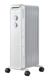 3-Setting Mechanical Oil Filled Heater with Adjustable Thermostat, Castors & Handle, 1500W, White P4Y5 - product image 1