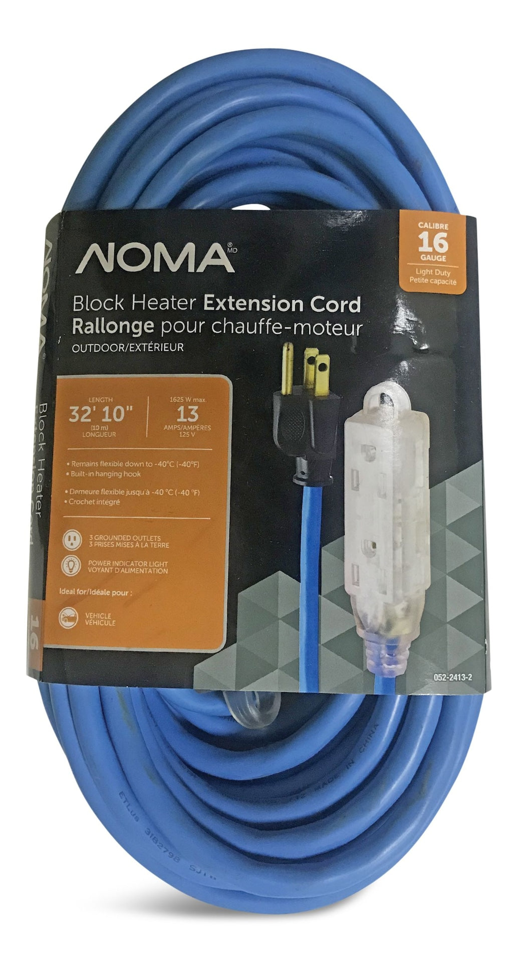 32-ft 10-in 16/3 13 Amp All-Weather Block Heater Cord with Lighted End, Blue W7G4 - product image 2