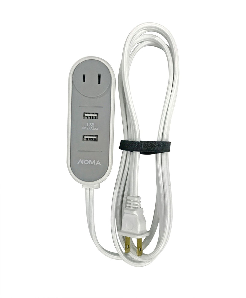 6-ft 6-in 16/2 Extension Cord with 2 USB Outlets, Travel design, White M1Q5