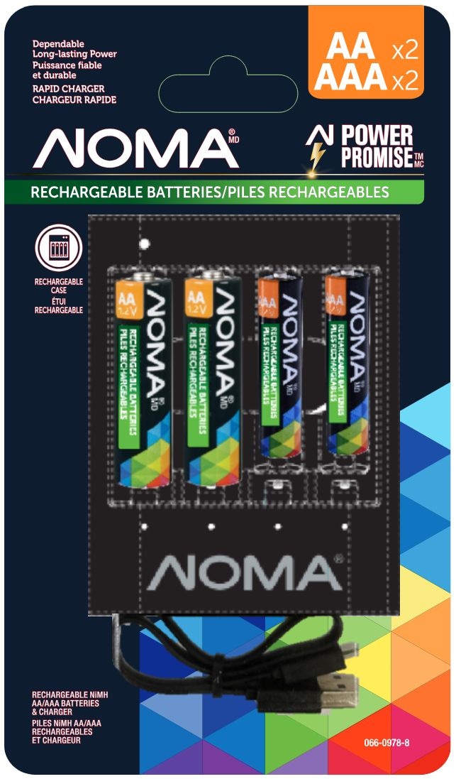 AA+AAA Ni-MH Rechargeable Batteries and Charger, 2-pk V8G7