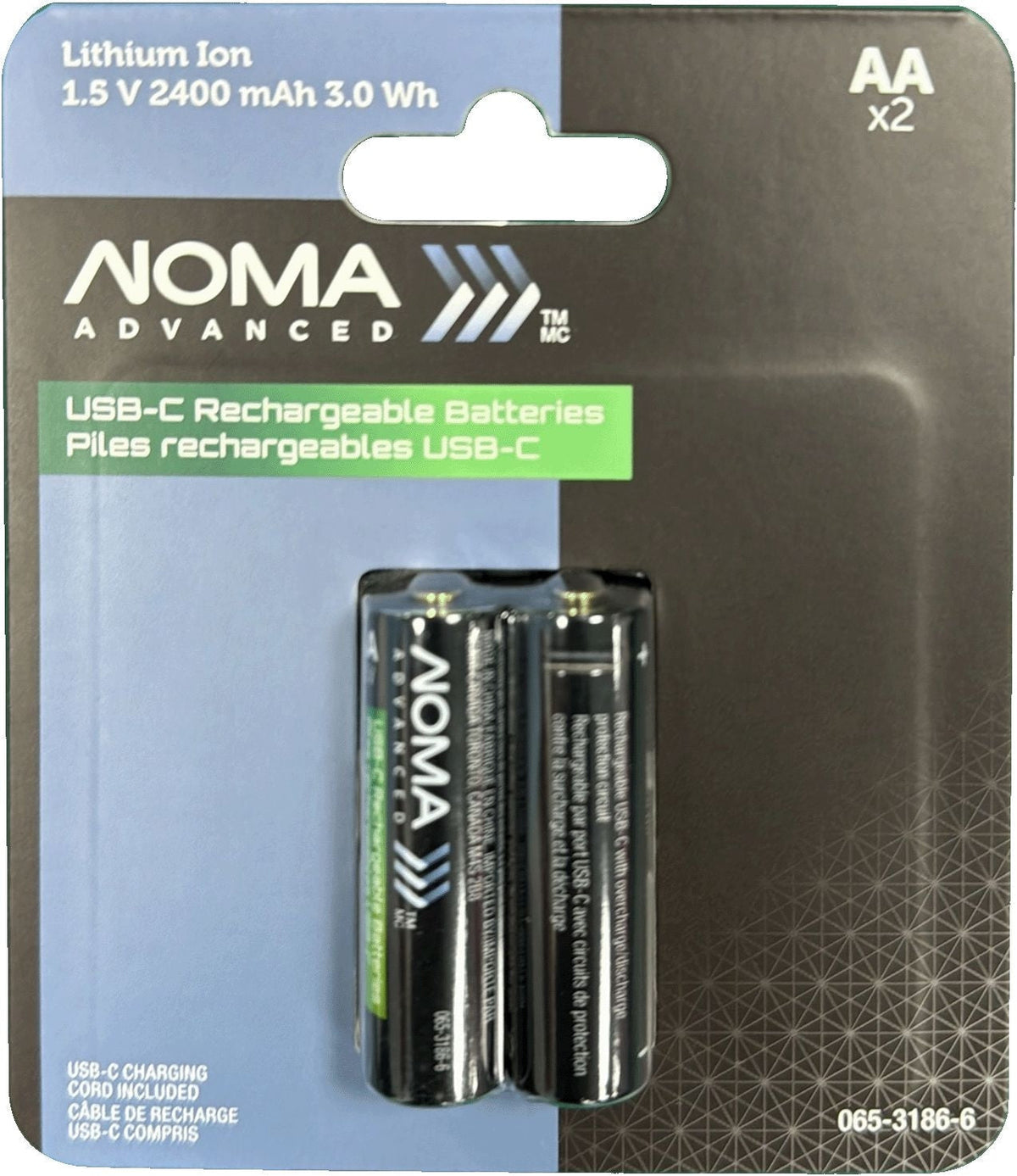 Advanced 2400 mAh USB C-Type Rechargeable Li-Ion Batteries, 2-pk U6Q8 - product image 4