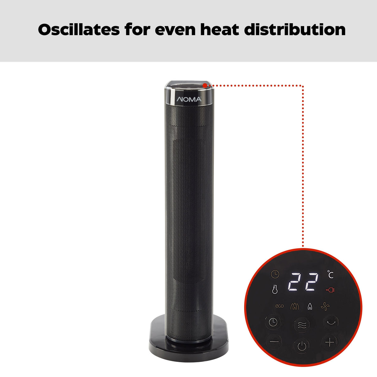 Digital Tower Ceramic Heater withRemote Control & Thermostat, 1500W, White, 24-in M8B8 - product image 7