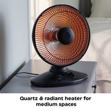 Oscillating Parabolic Dish Portable Radiant Electric Space Heater, 1000W, Black U8S0 - product image 7