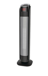 Oscillating Tower Ceramic Heater withRemote Control & Thermostat, 1500W, Black, 24-in V5Y8 - product image 1