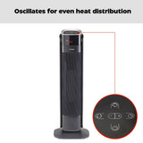 Oscillating Tower Ceramic Heater withRemote Control & Thermostat, 1500W, Black, 24-in V5Y8 - product image 5