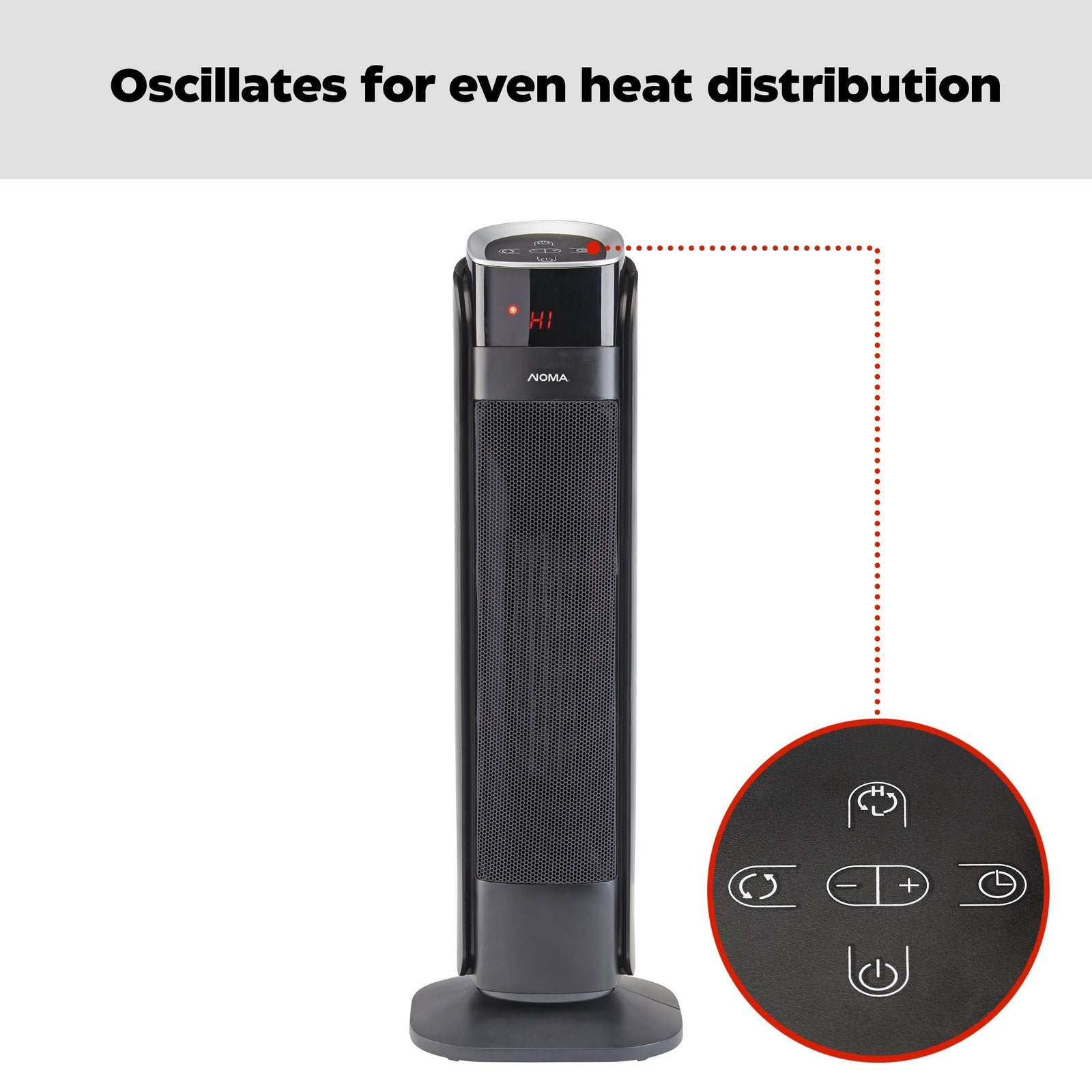 Oscillating Tower Ceramic Heater withRemote Control & Thermostat, 1500W, Black, 24-in V5Y8 - product image 5