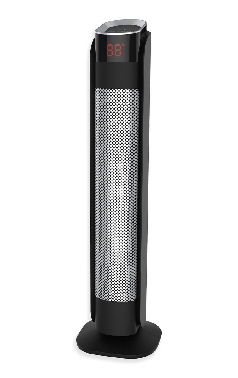 Oscillating Tower Ceramic Heater withRemote Control & Thermostat, 1500W, Black, 30-in L5P3