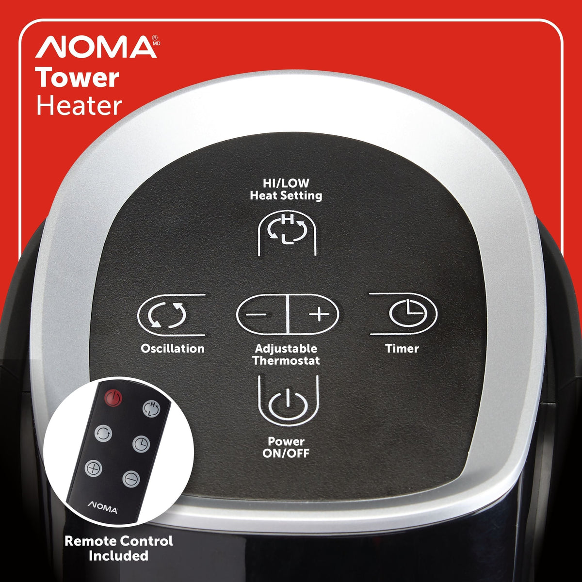 Oscillating Tower Ceramic Heater withRemote Control & Thermostat, 1500W, Black, 30-in L5P3 - product image 4