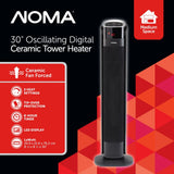 Oscillating Tower Ceramic Heater withRemote Control & Thermostat, 1500W, Black, 30-in L5P3 - product image 6