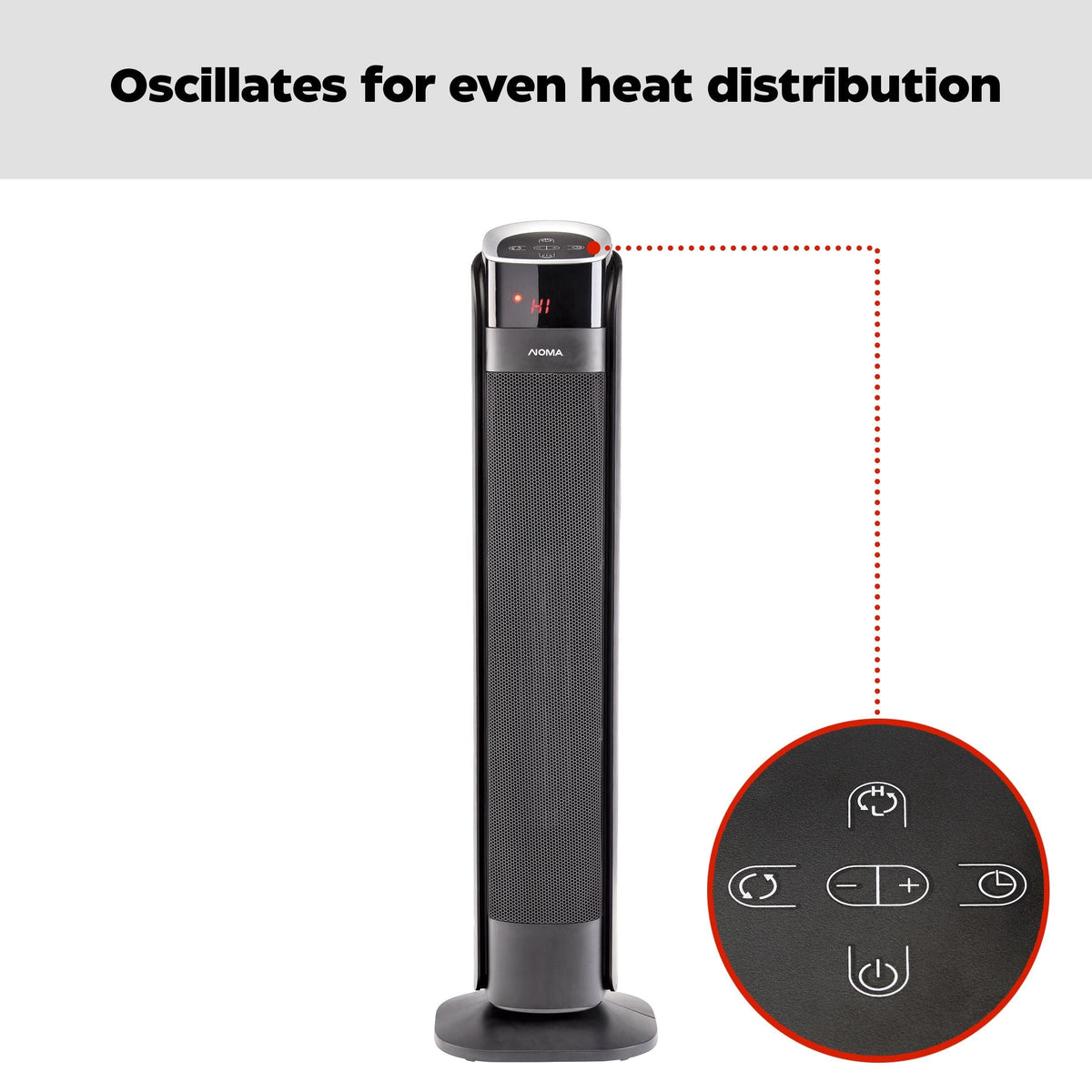 Oscillating Tower Ceramic Heater withRemote Control & Thermostat, 1500W, Black, 30-in L5P3 - product image 8