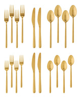 Chelsey Satin Gold Finish Slim Round Stainless Steel Flatware Set, Serves 4, 20-pc S7J4 - product image 4