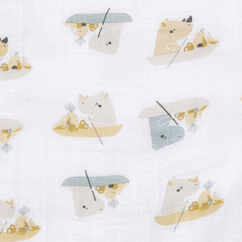Cotton Muslin Baby Swaddle Blanket, Rhinos M2A4