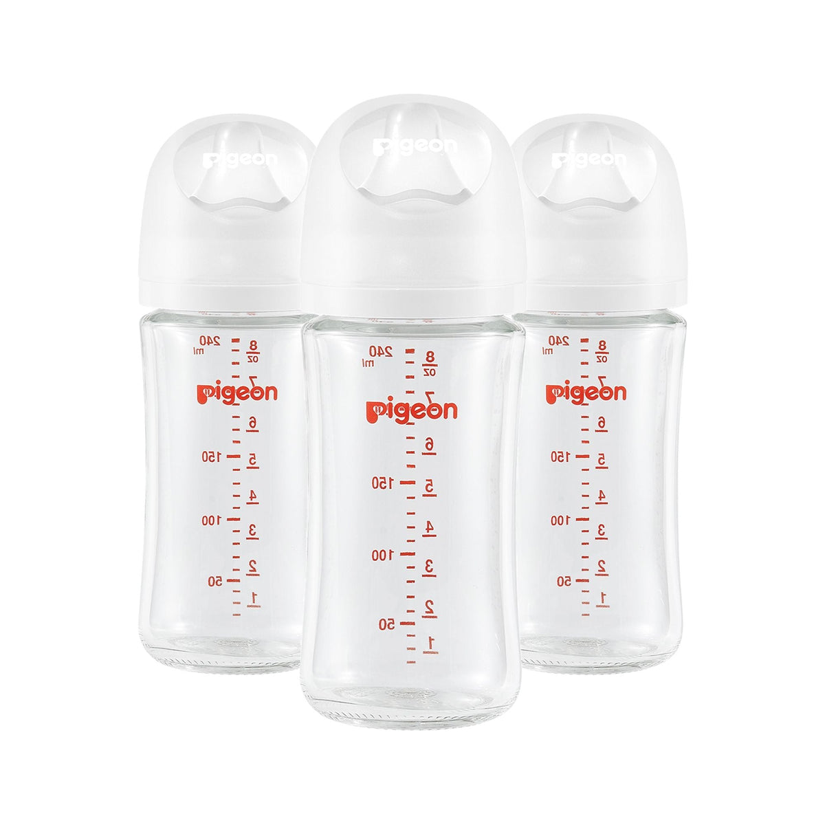 Glass Bottle with Silicone Nipple (M), 8-oz, 3 Months+, 3-pk B5O6 - product image 1