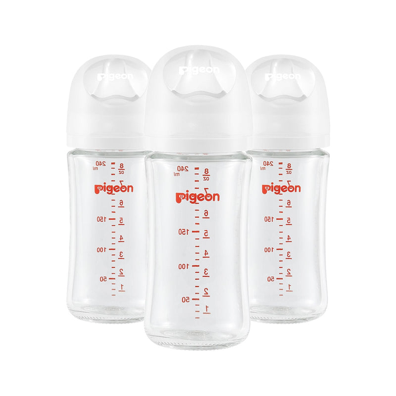 Glass Bottle with Silicone Nipple (M), 8-oz, 3 Months+, 3-pk B5O6