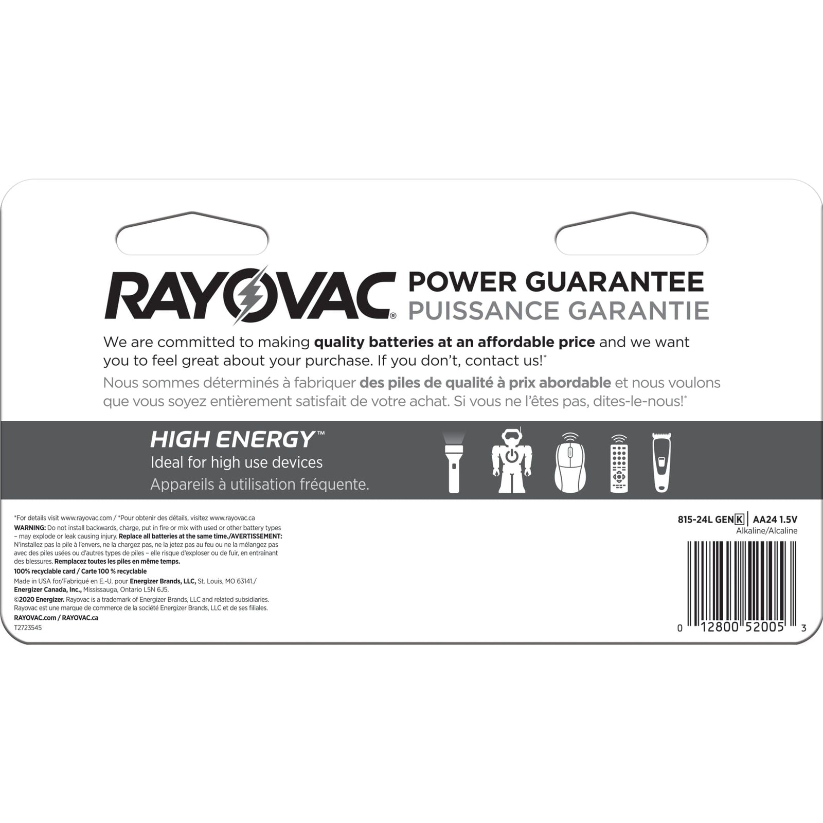 HIGH ENERGY AA Alkaline Batteries, Long Lasting, All Purpose, 24-pk F6S9 - product image 4