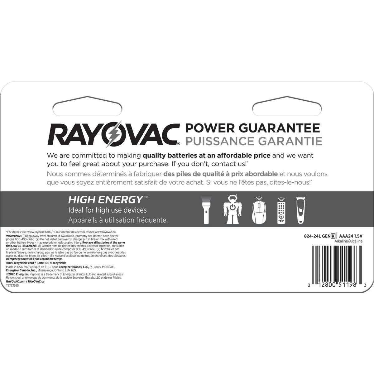 HIGH ENERGY AAA Alkaline Batteries, Long Lasting, All Purpose, 24-Pk U0X7 - product image 3