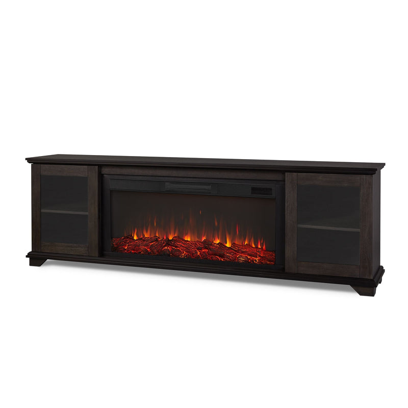 Flame Benjamin Landscape Electric Fireplace TV Stand, 81-in, 1500W, Includes Remote Control, Weathered Wood L0Q9