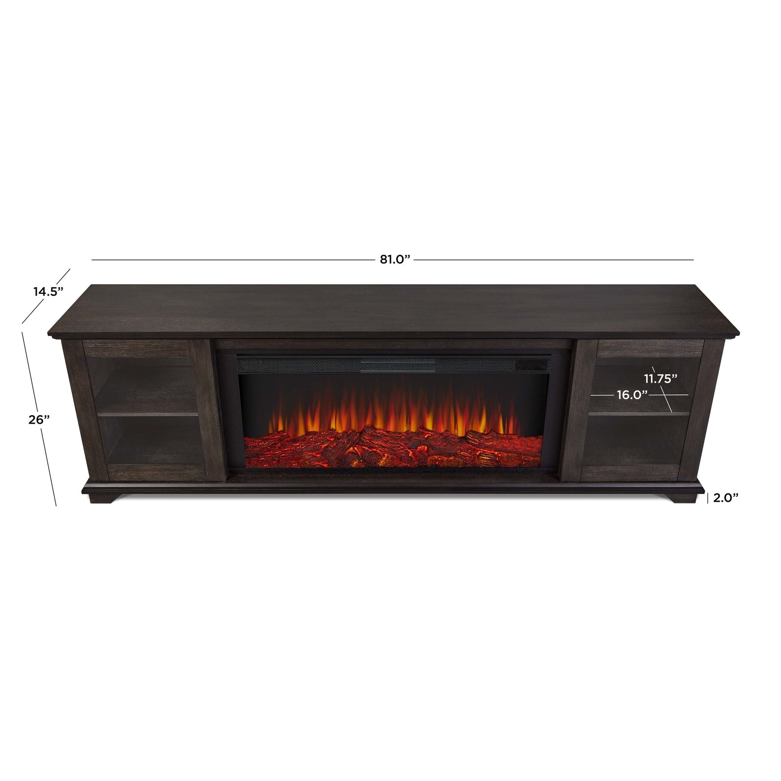 Flame Benjamin Landscape Electric Fireplace TV Stand, 81-in, 1500W, Includes Remote Control, Weathered Wood L0Q9 - product image 7