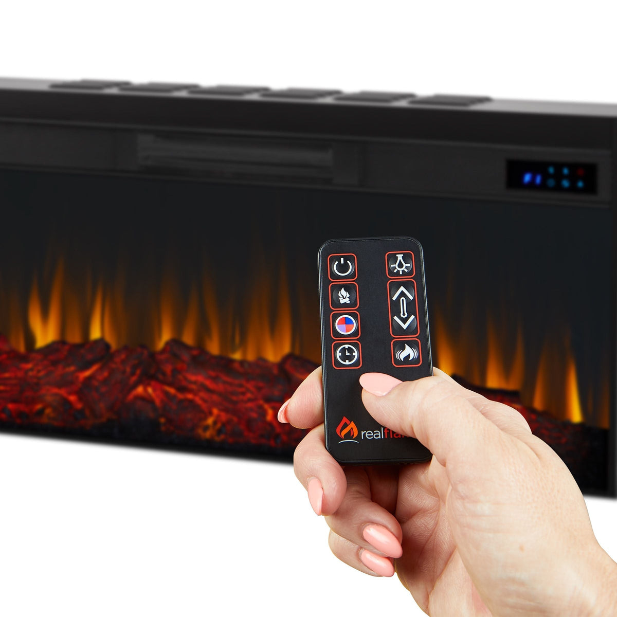 Flame Benjamin Landscape Electric Fireplace TV Stand, 81-in, 1500W, Includes Remote Control, Weathered Wood L0Q9 - product image 8