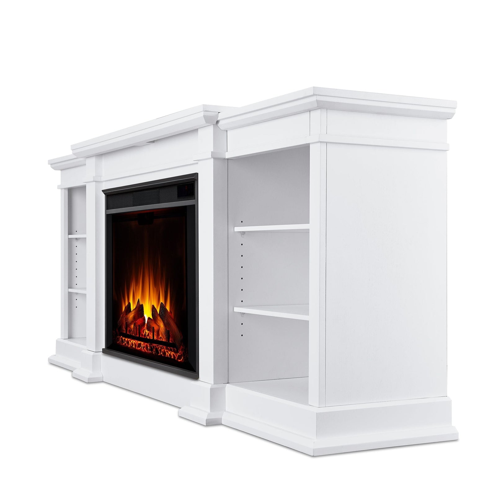 Flame Eliot Grand Entertainment VividFlame Media Indoor Electric Fireplace TV Stand, 1500W, Includes Remote Control & Firebox, White F3L0 - product image 2