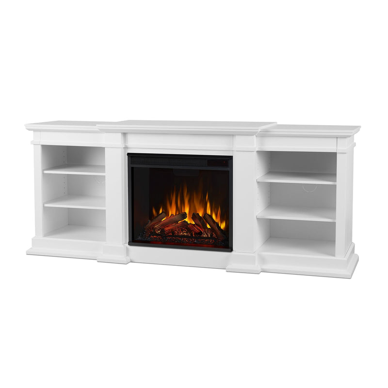 Flame Fresno Electric Media Indoor Electric Fireplace TV Stand, 72-in, 1500W, White B4L0