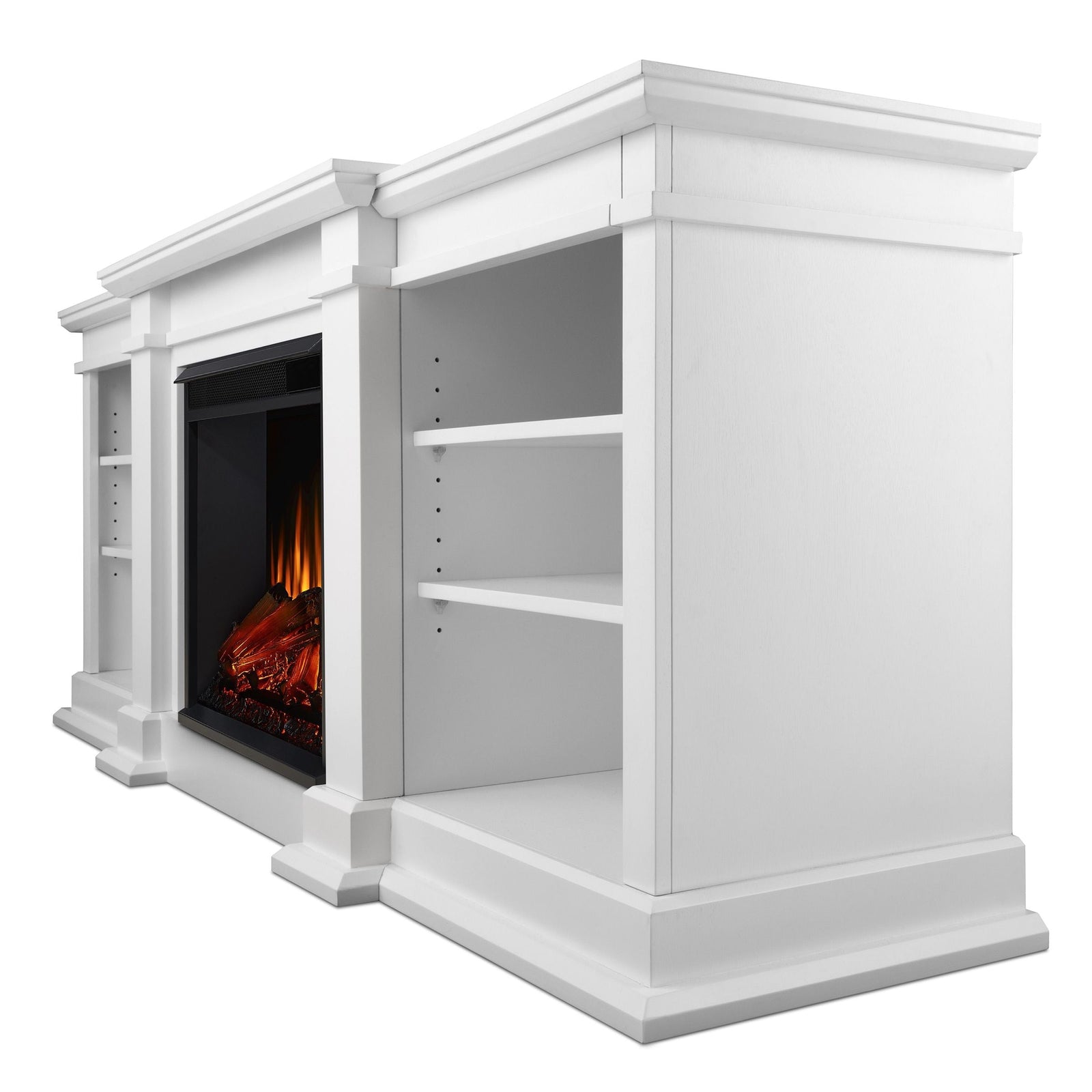 Flame Fresno Electric Media Indoor Electric Fireplace TV Stand, 72-in, 1500W, White E9A1 - product image 2