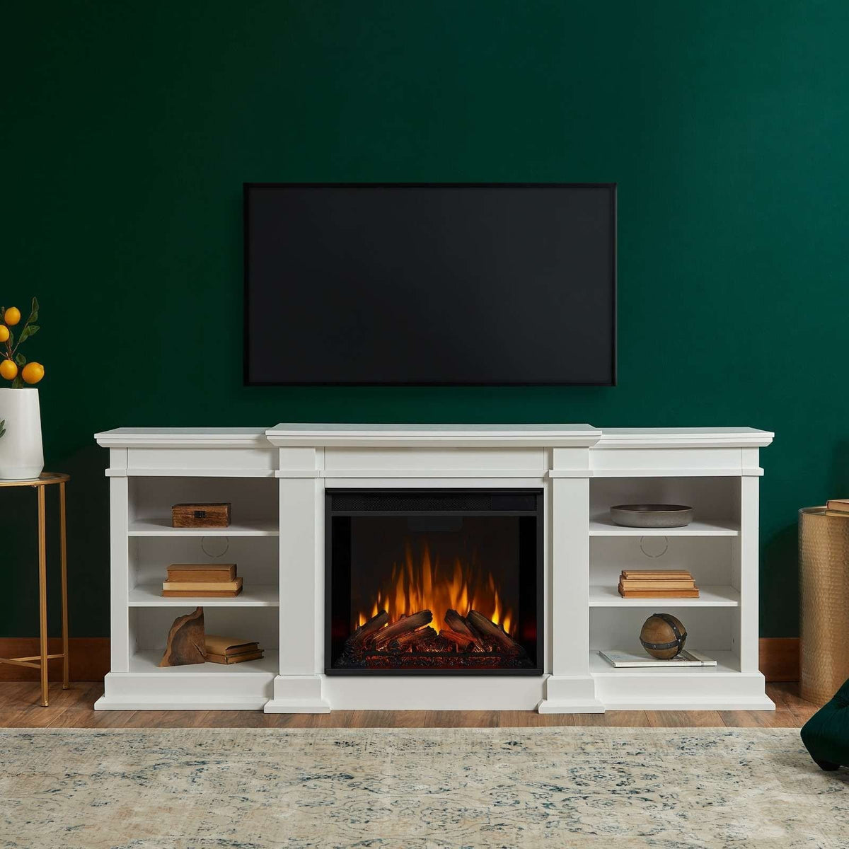 Flame Fresno Electric Media Indoor Electric Fireplace TV Stand, 72-in, 1500W, White E9A1 - product image 7