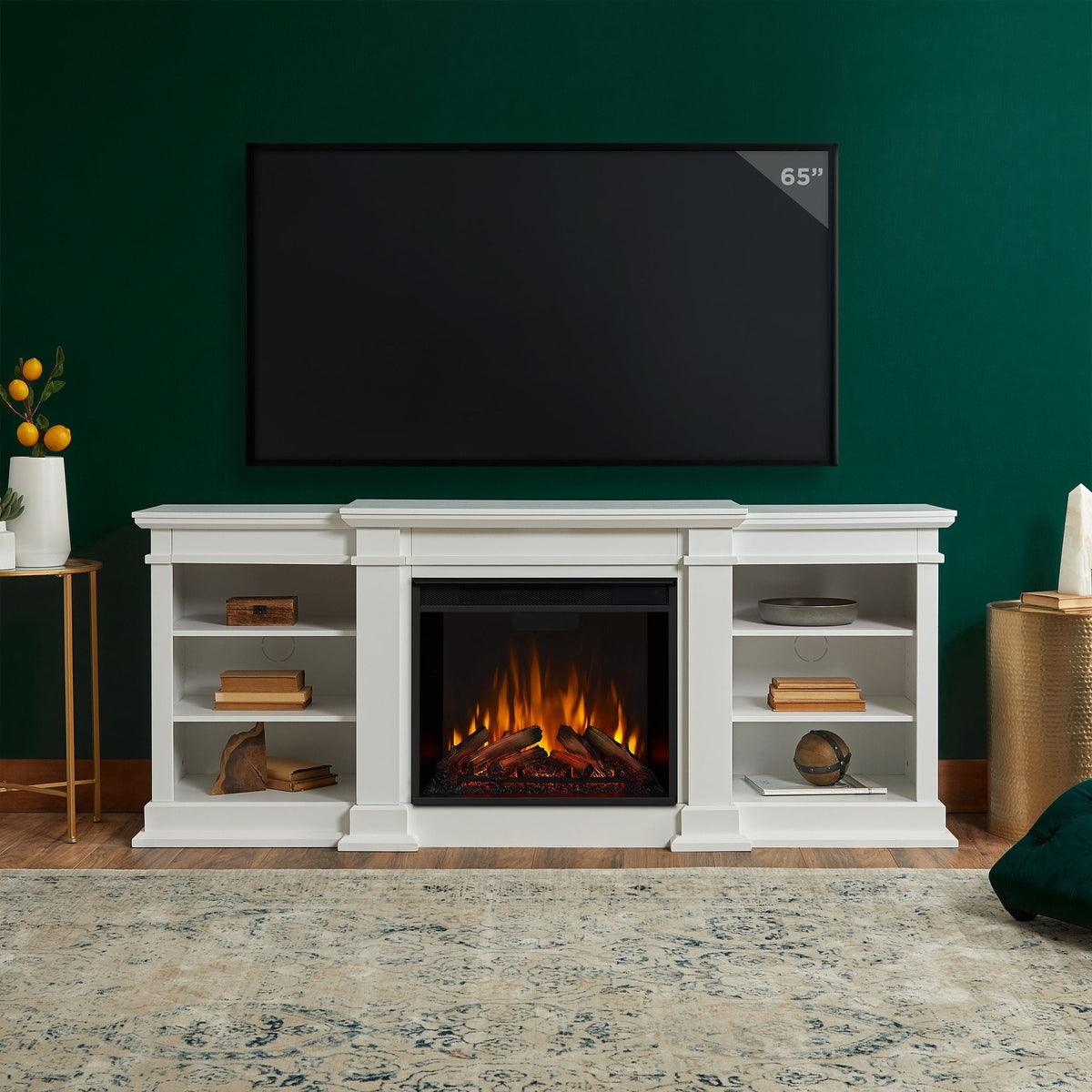 Flame Fresno Electric Media Indoor Electric Fireplace TV Stand, 72-in, 1500W, White E9A1 - product image 8