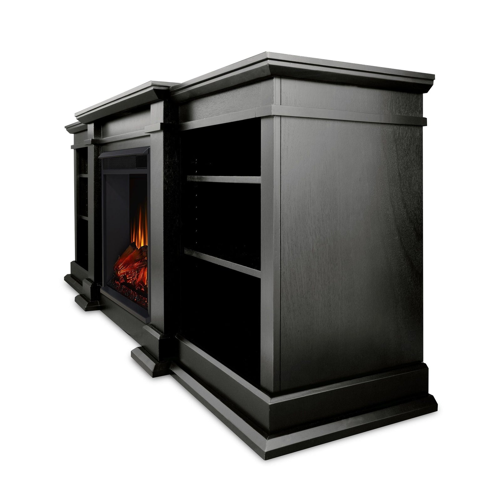 Flame Fresno Media Indoor Electric Fireplace TV Stand, 72-in, 1500W, Black K6Q2 - product image 2