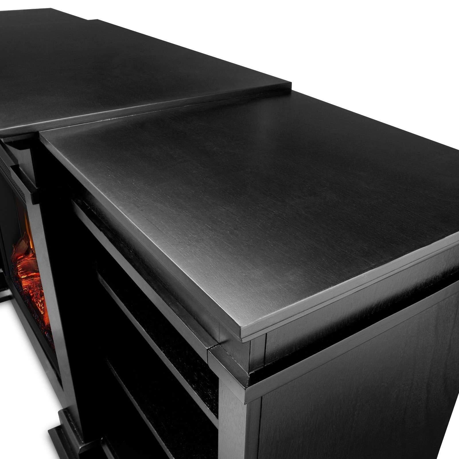 Flame Fresno Media Indoor Electric Fireplace TV Stand, 72-in, 1500W, Black K6Q2 - product image 5