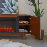 Flame Morris Media Indoor Electric Fireplace TV Stand, 72-in, 1500W, Includes Remote Control & Firebox, Vintage Black Maple F5H0 - product image 2