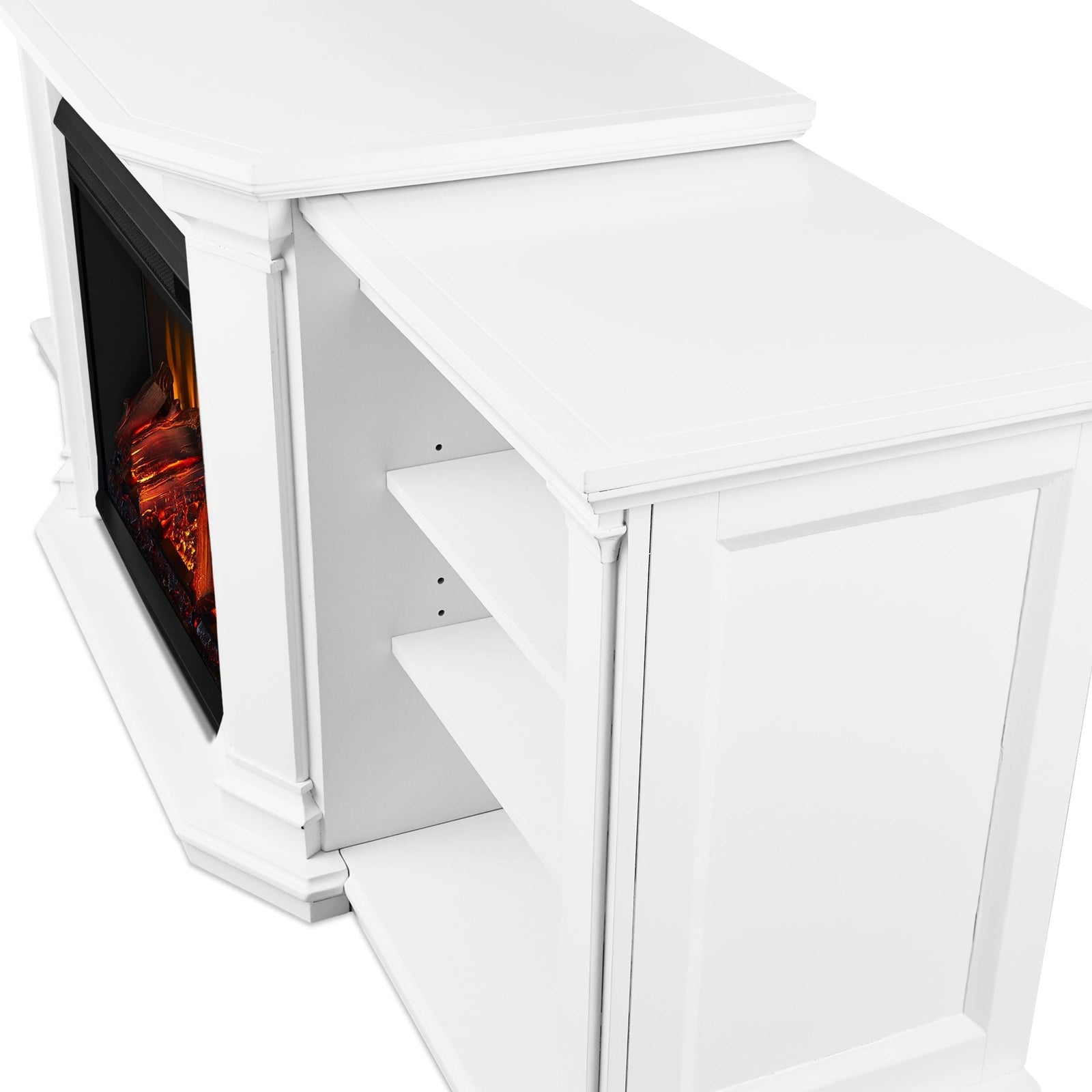 Flame Valmont Media Indoor Electric Fireplace TV Stand, 74-in, 1500W, Includes Remote Control & Firebox, White P2G8 - product image 3
