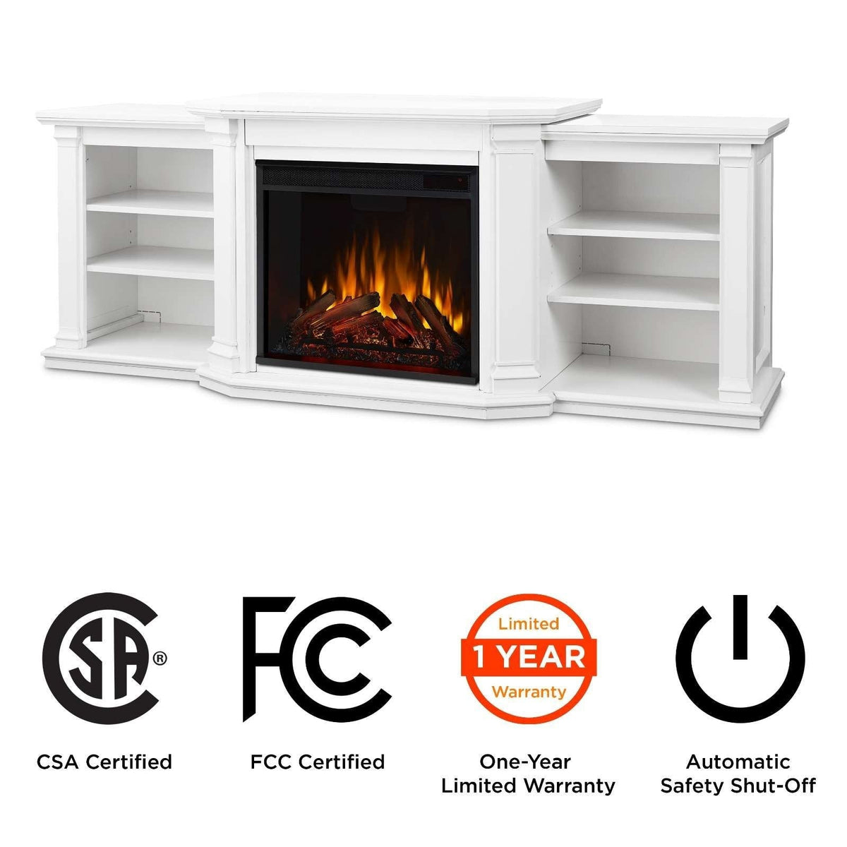 Flame Valmont Media Indoor Electric Fireplace TV Stand, 74-in, 1500W, Includes Remote Control & Firebox, White P2G8 - product image 7
