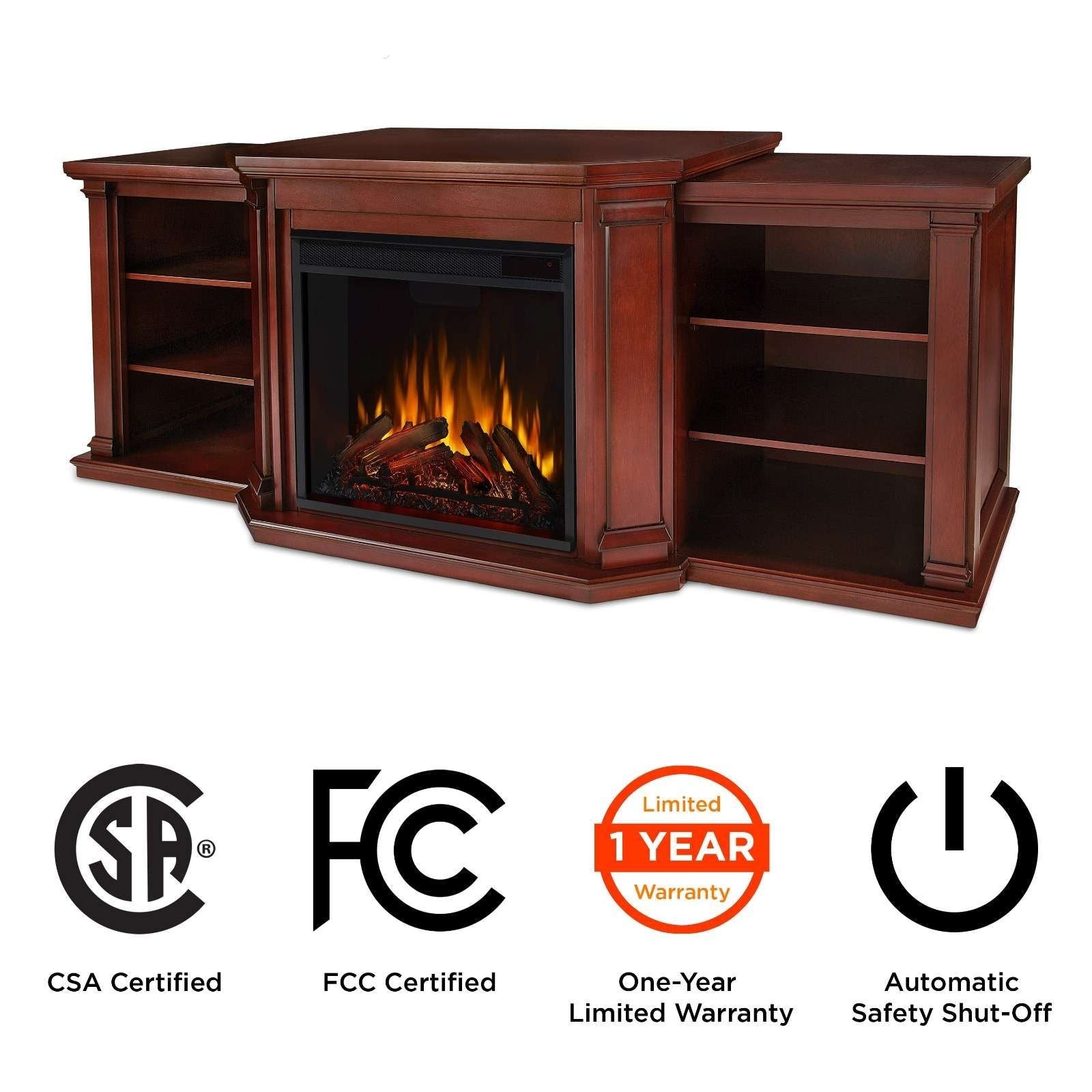 Flame Valmont Media Indoor Electric Fireplace TV Stand, 74-in, 1500W, Includes Remote Control & Firebox, Dark Mahogany X5I8 - product image 7