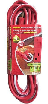 14-ft 7-in 16/3 Outdoor Extension Cord with 3 Grounded Outlets, Red/White/Green I1V9 - product image 1