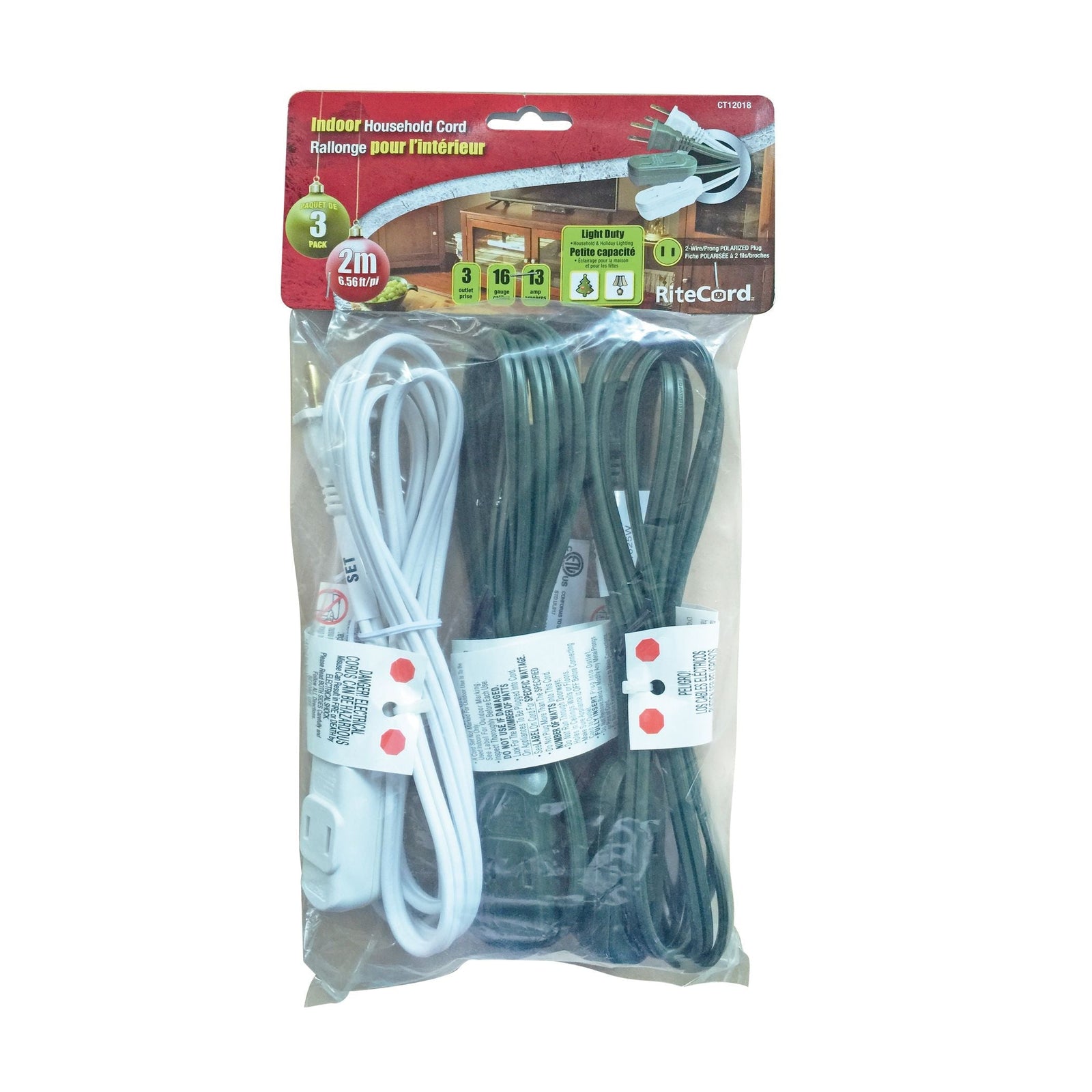 6-ft 7-in 16/2 Indoor Extension Cord, 3-pk R0M7 - product image 1