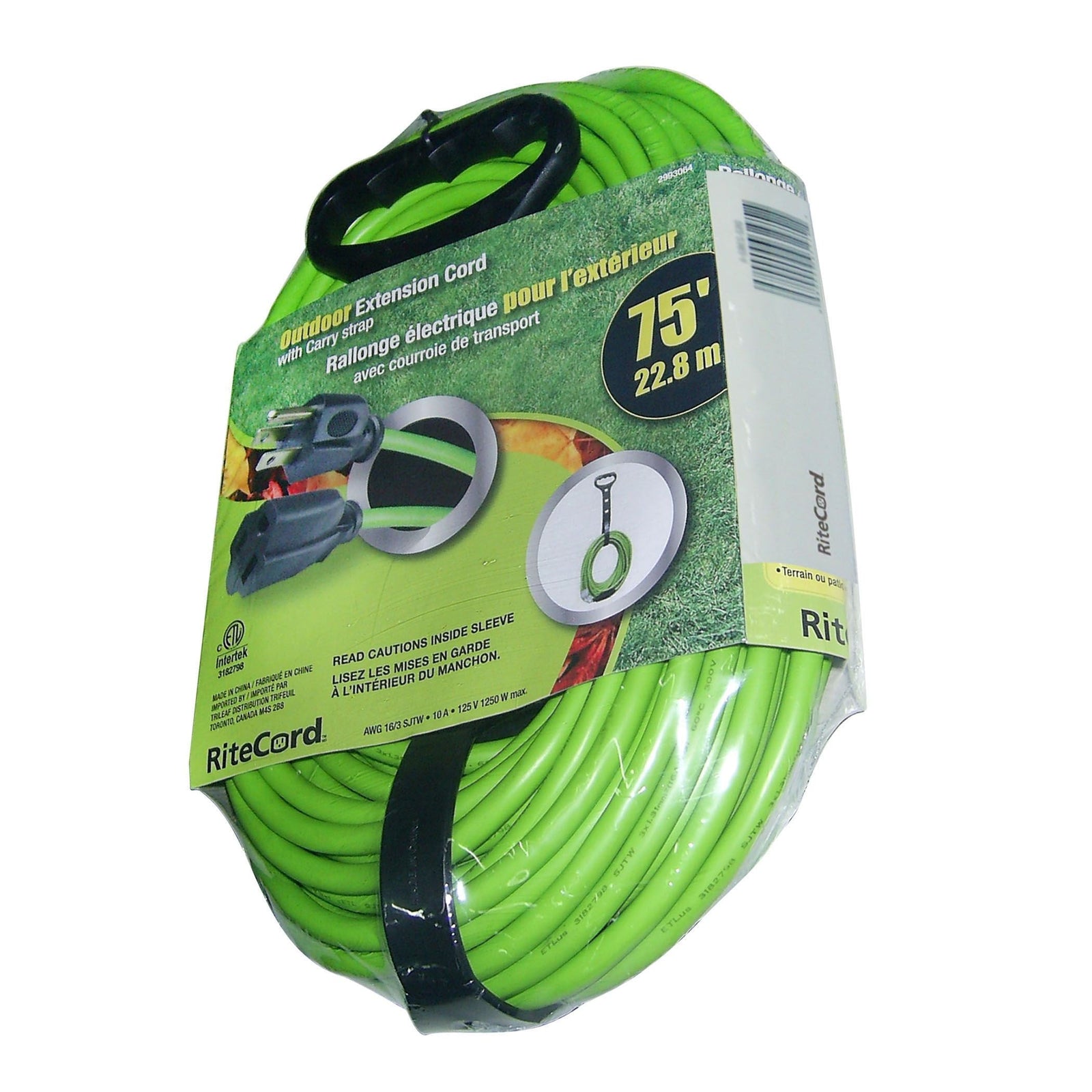 75-ft 16/3Outdoor Extension Cord with Locking Connector and Carry Strap, Lime Green X4O5 - product image 1